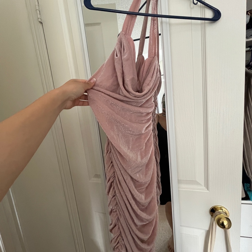 Oh Polly Pink Ruched One Shoulder Bodycon Dress